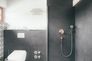 a bathroom with a shower and a toilet at Luna Blanca - Apartment 3 in Schwangau