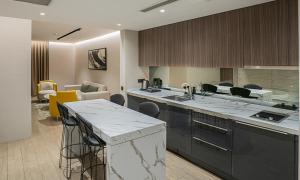 a kitchen with a sink and a counter top at Nish Palace Beşiktaş in Istanbul