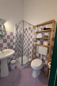 a bathroom with a shower and a toilet and a sink at Cosmopolitan Palermo in Palermo +26 photos