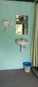 a bathroom with a sink and a mirror at Talaga Tomohon Home Stay and Fishing Pond in Tomohon +94 photos