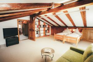 a living room with a couch and a tv at Luna Mia - Apartment 5 in Schwangau