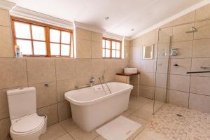 a bathroom with a tub and a toilet and a shower at Kingfisher Inn in Pietermaritzburg