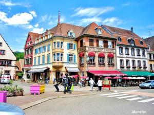 a group of buildings on a street in a town at Au Cocon Alsacien in Wintzenheim