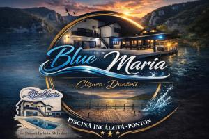 a sign for blue marina on a boat in the water at BlueMaria in Eşelniţa +30 photos