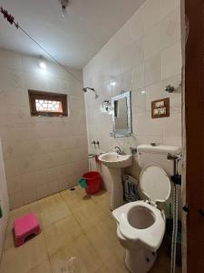 a bathroom with a toilet and a sink at Inayat hotel in Srinagar +20 photos