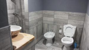 a bathroom with a toilet and a sink at CARELHUE-1 Zarate in Zárate