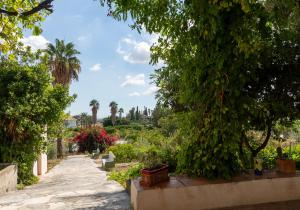 a walkway through a garden with trees and plants at Finca Antas Villa in Antas
