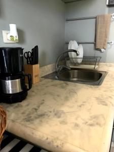 a kitchen counter with a sink and a coffee maker at Independent, central studio Apt3-A in El Seis +2 photos