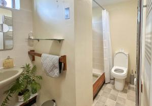 a bathroom with a toilet and a sink at Rubbing House in Marske +21 photos