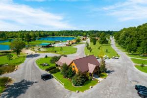 an aerial view of a resort with a lake at HTR Niagara in Grand Island