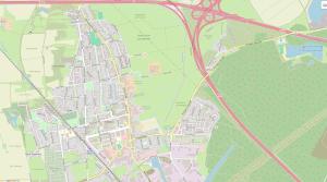 eine Karte einer Stadt mit roten Straßen in der Unterkunft FeWo Wölfer in Velten