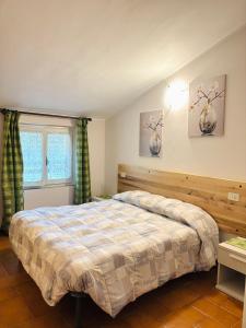 a bedroom with a large bed and a window at Agriturismo Cornei da Nadia in Collio