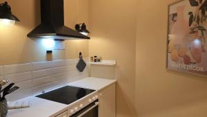 a kitchen with a sink and a stove at Kuben Utleie in Narvik +45 photos