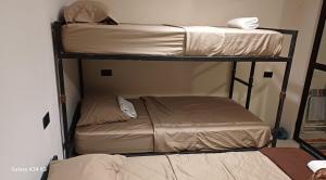 a room with three bunk beds in a room at Donde Dubon Pandi house in Puerto Jiménez