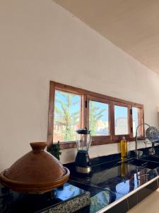 a kitchen counter with a blender on top of it at Hakuna Matata Guest House in Tamraght Ouzdar