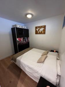 a bedroom with a large white bed in a room at apartment with balcony in Ronchin +3 photos