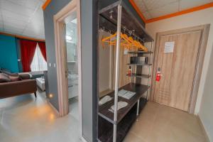 a room with a shelf in the corner of a room at City Life in İskenderun +17 photos