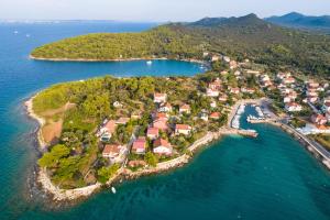 an aerial view of a small island in the water at Apartment Heritage Stonehouse in Ugljan