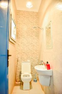 a bathroom with a white toilet and a sink at LALA LAND Fayoum in Tunis +18 photos