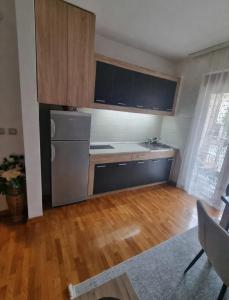 a kitchen with a refrigerator and a counter top at MakiLen in Vrnjačka Banja