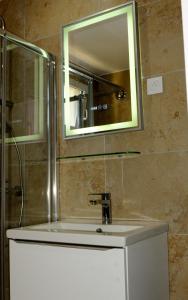 a bathroom with a sink and a mirror at l'Oracle Albinos in Nîmes +21 photos