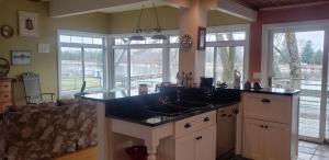 a kitchen with a sink and a counter top at Waterfront The Hearding Island in Duluth