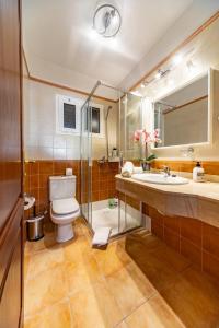 a bathroom with a toilet and a sink and a shower at Luxury House Sofie in Tías +13 photos