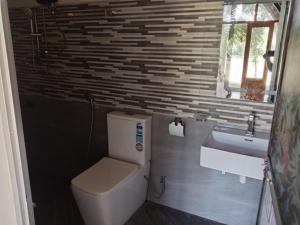 a bathroom with a toilet and a sink at Sunset Dream Cabana in Tangalle