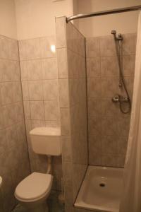 ポドグジンにあるDom wczasowy Lubuszaninの小さなバスルーム(トイレ、シャワー付)