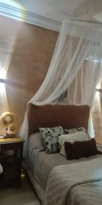 a bedroom with a bed with a white canopy at DAR-Layem in Hennchir Ksar Rhaleb