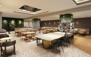 a restaurant with people sitting at tables and chairs at HOTEL AMANEK Kumamoto in Kumamoto +51 photos