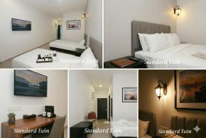 a collage of four pictures of a hotel room at Lulala Boutique Hotel in Gerik +1 photo