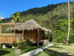 a small hut with a grass roof at Palmeras del valle in La Majagua +3 photos