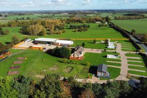 an aerial view of a large farm with a building at Host & Stay - Marble Lodge in Beverley
