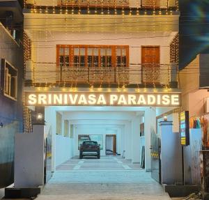 a car is parked inside of a parking garage at Srinivasa Paradise in Mahabalipuram
