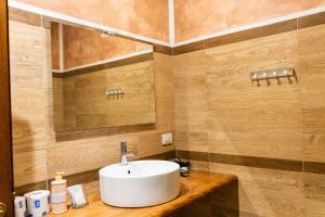 a bathroom with a white sink and a mirror at Agriturismo la fornace in Como
