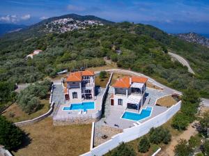 an aerial view of a house with a swimming pool at Villa Selene in Alonnisos