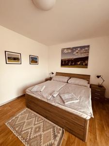 a bedroom with a large bed in a room at Apartmán Mařinka in Říčky