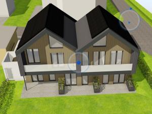a rendering of a house with a black roof at Ferienhaus BERLUV in Berlingerode +5 photos