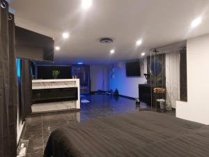 a bedroom with a large bed in a room at Suite Privée Deluxe O'Palawan Gold PROCHE TOURCOING CENTRE in Tourcoing