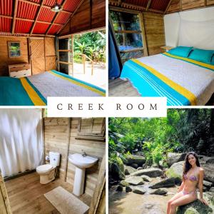 a collage of photos of a creek room at Hotel Excelsum Tayrona in Calabazo