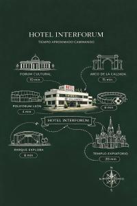 a set of architectural landmarks of different cities at Hotel Interforum in León +34 photos