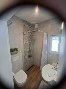 a bathroom with a toilet and a sink at Silvarium Kaszuby Domek Sosna in Stężyca +40 photos