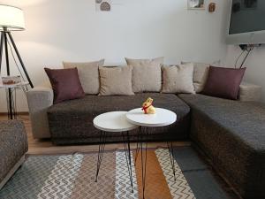 a living room with a couch and a table at Veseli svet-Zvizdar,Ub in Ub