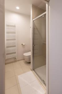 a bathroom with a glass shower and a toilet at Le PIC in Clermont-Ferrand +12 photos