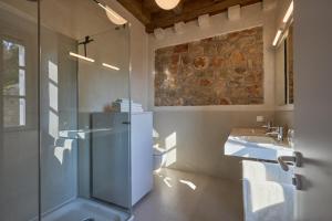 a bathroom with a shower and a sink at Renaissance Palace Ghetaldi 1516 in Suđurađ +82 photos