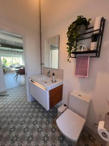 a bathroom with a sink and a toilet at Lily's Place in Wexford +43 photos
