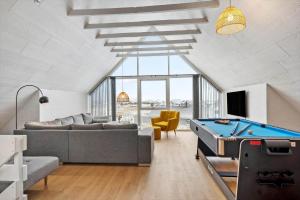 a living room with a pool table in it at 1356-Thisted-Nordsovej-106 in Thisted