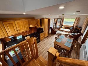 an aerial view of a kitchen and dining room at Fisherman Lodge No 2 in Enniskillen