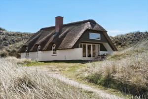 a house with a thatched roof on a hill at 505-Hvide-Sande-Riskrogvej-12 in Havrvig